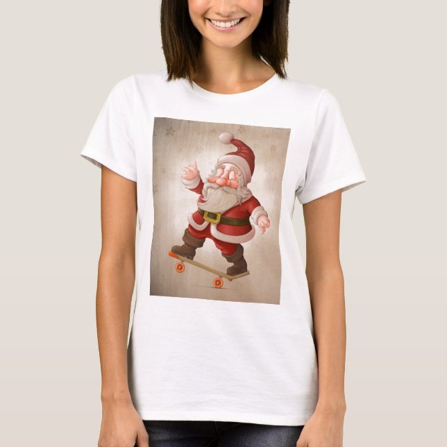 Camiseta Papai Noel no skate (Frente)