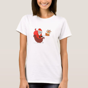 Camiseta Papai Noel no Sleigh com uma Rena Fofa