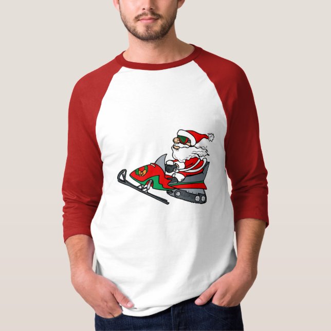 Camiseta papai noel no snowmobile (Frente)