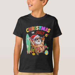 Camiseta Papai Noel Óculos de Sol Praia Natal Em Julho Home