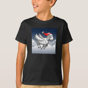 Camiseta Papai Noel Ovelha de Natal Voadora