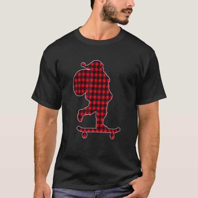 Camiseta Papai Noel Para Crianças Skate De Skateboard Chris (Frente)