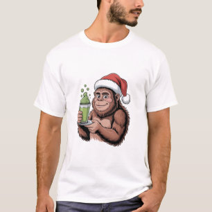 Camiseta Papai Noel Pé Grande Engraçado Sasquatch Segurando