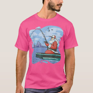 Camiseta Papai Noel Pesca Calma Divertimento Jogo Pescador 