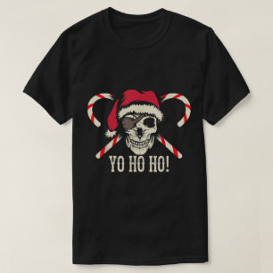 Camiseta Papai Noel Pirata Caveira Desenho Yo Ho Ho