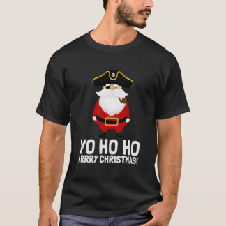 Camiseta Papai Noel Pirata Yo Ho Ho Remendo no Olho Capitão
