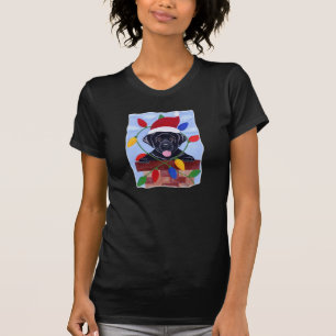Camiseta Papai noel preto do filhote de cachorro de
