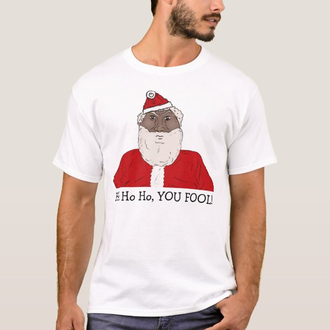 Camiseta Papai Noel preto irritado, desejando lhe um Xmas (Frente)