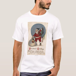 Camiseta Papai noel que enche a meia à borda