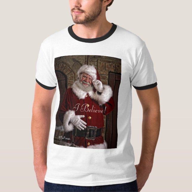 Camiseta Papai noel "que eu acredito!"  T-shirt (Frente)
