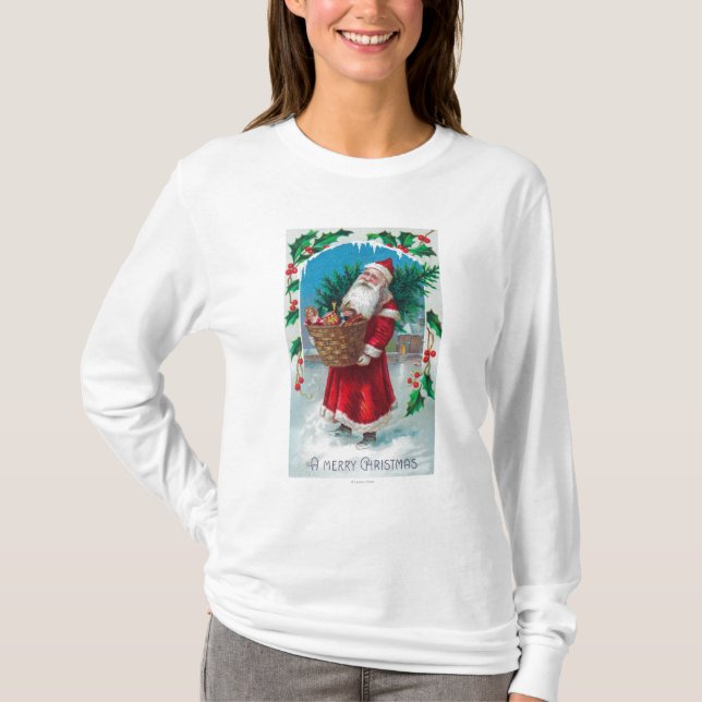 Camiseta Papai noel que guardara a cesta da cena dos (Frente)