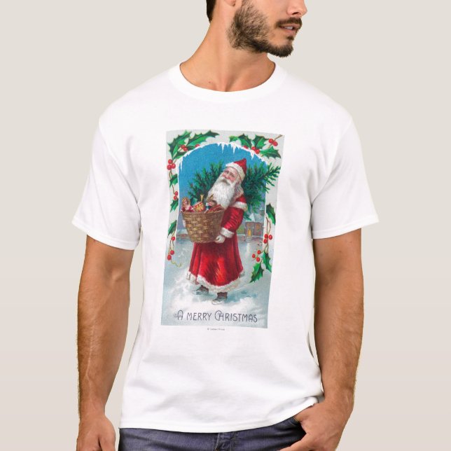 Camiseta Papai noel que guardara a cesta da cena dos (Frente)