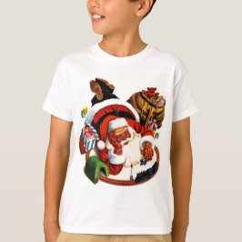 Camiseta Papai Noel que joga com trens