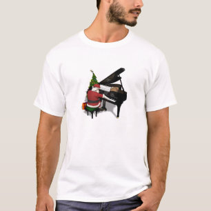 Camiseta Papai Noel que joga o piano