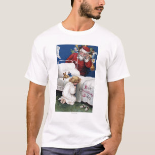 Camiseta Papai noel que olha Praying da menina