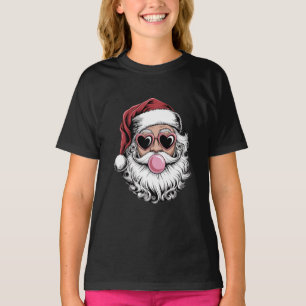 Camiseta Papai Noel Retro Com Óculos Soprando Bolha De Nata