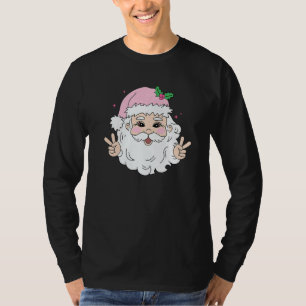 Camiseta Papai Noel Rosa Antigo Natal Cor-de-Rosa