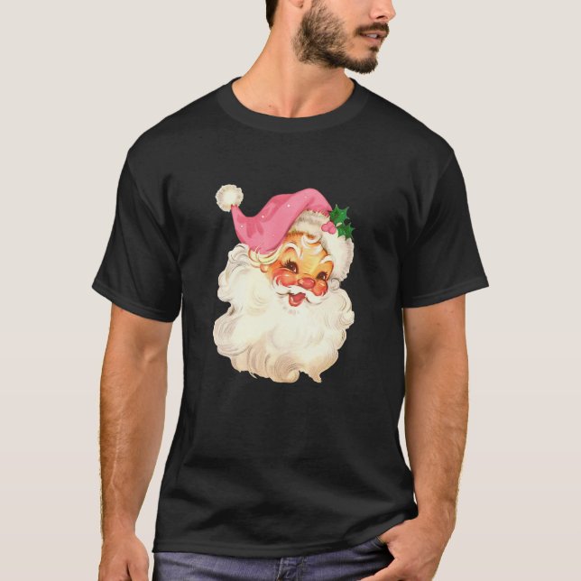 Camiseta Papai Noel Rosa Estou Sonhando com um Natal Rosa (Frente)