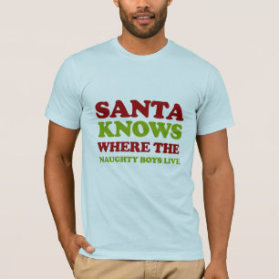 Camiseta Papai Noel sabe onde os meninos moram -