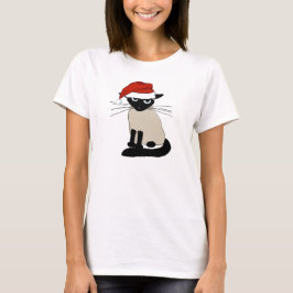 Camiseta Papai Noel Siamese - gato engraçado do gatinho do