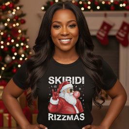 Camiseta Papai Noel Skibidi Rizzmas Natal Divertido Preto
