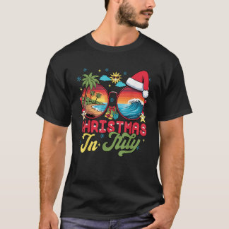 Camiseta Papai Noel Sunglass Natal de praia em julho