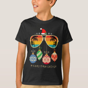 Camiseta Papai Noel Sungles Praia Natal Em Julho Homens