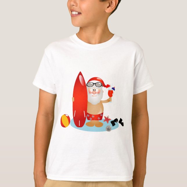 Camiseta Papai noel surfando do verão (Frente)