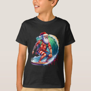 Camiseta Papai Noel Surfando Natal Em Julho Praia Verão