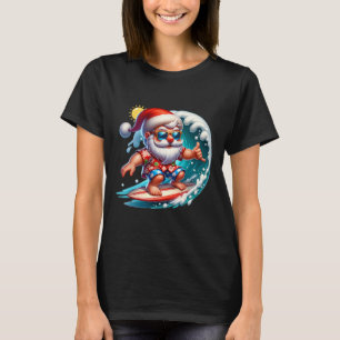 Camiseta Papai Noel Surfando Natal Em Julho Praia Verão