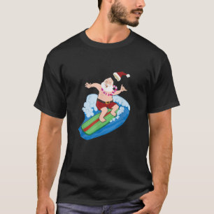 Camiseta Papai Noel surfando no Havaí verão choro
