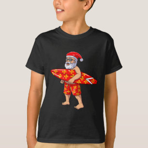 Camiseta Papai Noel Surfando para o Natal de Surf Havaiano