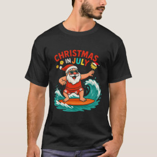 Camiseta Papai Noel Surfando Praia Natal Em Julho Homens Ro