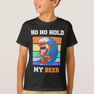 Camiseta Papai Noel Surfista de Cerveja Ho Ho Segure o Nata