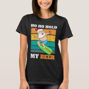 Camiseta Papai Noel Surfista de Cerveja Ho Ho Segure o Nata