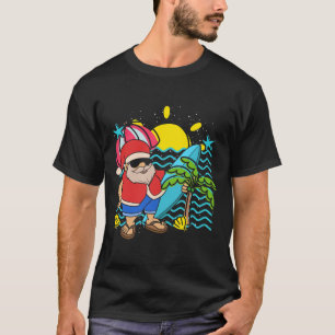 Camiseta Papai Noel Surfista de Verão do Havaí Natal Tropic