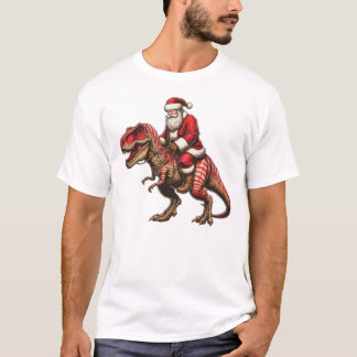 Camiseta Papai noel T-rex de Natal