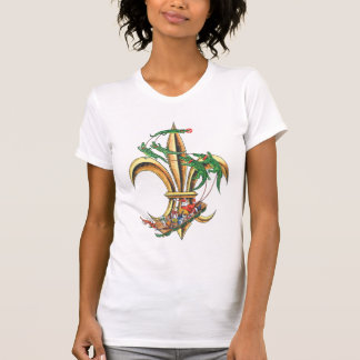 Camiseta Papai noel & t-shirt do Natal da flor de lis dos