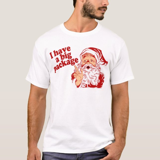 Camiseta Papai Noel tem um pacote grande (Frente)