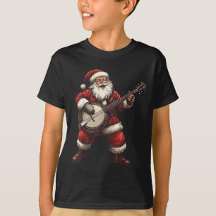 Camiseta Papai Noel Tocando Banjo Divertido Tocador de Banj
