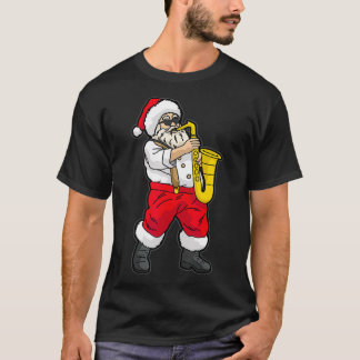 Camiseta Papai Noel tocando saxofone 