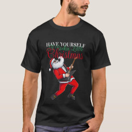 Camiseta Papai Noel Tocando Violão Engraçado Natal