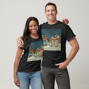 Camiseta Papai Noel Trenó Antigo Natal Rena
