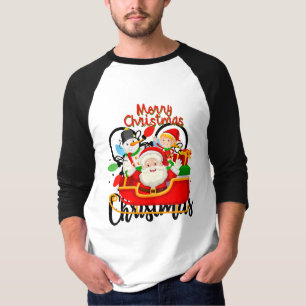 Camiseta Papai Noel Trenó Feliz Natal Desenho Animado