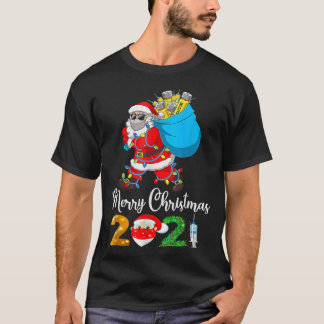 Camiseta Papai Noel Vacinou Luzes de Natal Feliz Natal