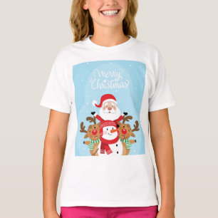 Camiseta Papai Noel, veado e bonitão
