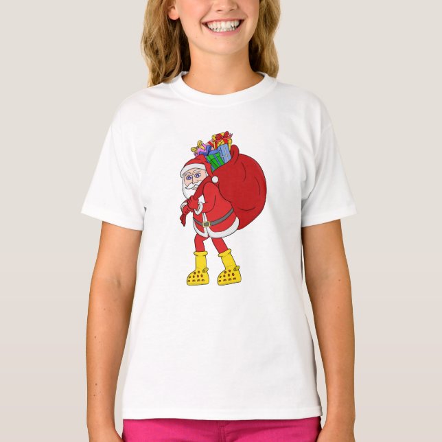 Camiseta Papai Noel Vestindo Big Yellow Boots (Frente)