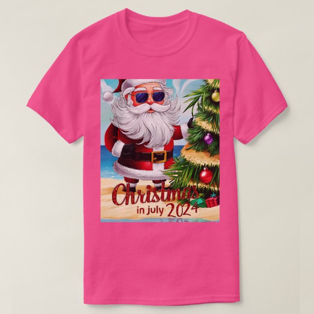 Camiseta Papai Noel vestindo óculos escuros com reflexo de (Frente do Design)