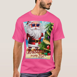 Camiseta Papai Noel vestindo óculos escuros com reflexo de