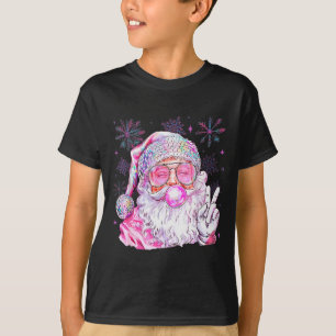 Camiseta Papai Noel Vintage de Natal Soprando Chiclete Femi